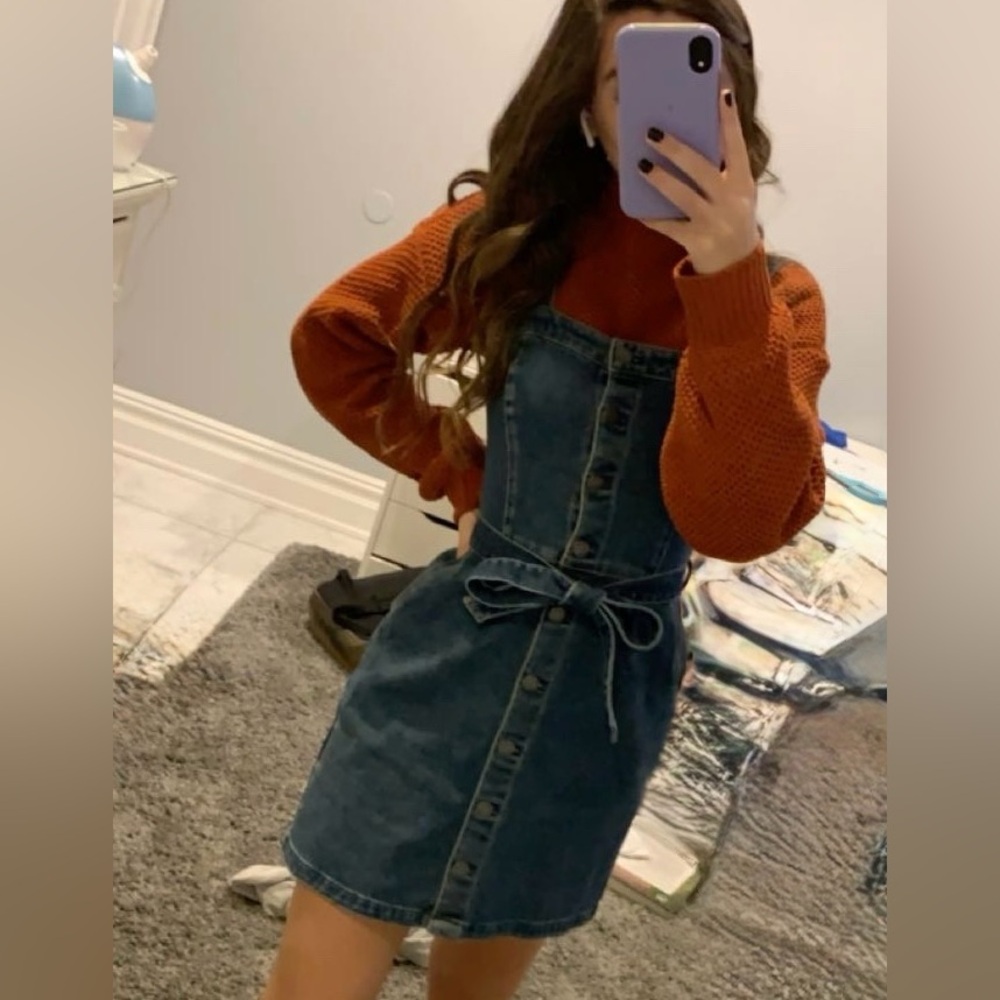 Denim Button-Down Dress with belt